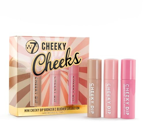 W7 Cheeky Cheeks Gift Set - Liquid Blusher & Bronzer Trio - Radiant Glow Makeup Gift