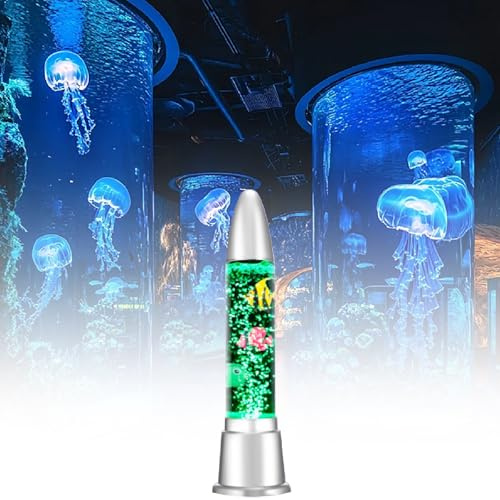 Lámpara de burbujas premium con forma de pez - Columna de burbujas de agua LED multicolor con motor silencioso for oficina, sala de meditación y como regalo for aliviar el estrés.(50cm/19.68in)