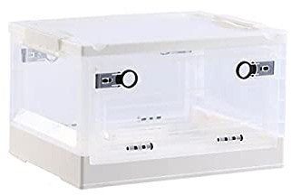 Cubi di consumo casse per organizzatore di generi alimentari, scatola di stoccaggio pieghevole impilabile in plastica Cesti di contenitori di grande capacità Cesti con doppia porta, bidoni di