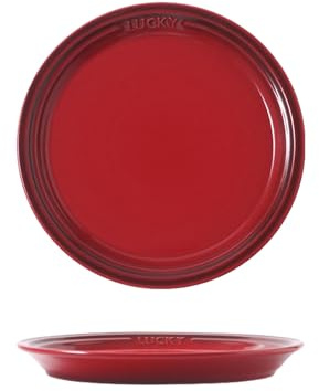 Assiette à steak ronde en céramique de couleur unie pour gâteau - 22,9 cm - Rouge