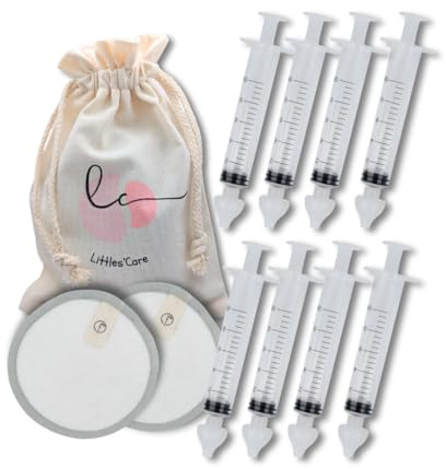 8 Seringue nasale bebe + 2 lingette bebe coton bambou rond lavable + sac pochon tissu – Kit de p’tit nez, mouche bébé manuel, lavage nez, coton bio, puériculture bébé naissance serum physiologique