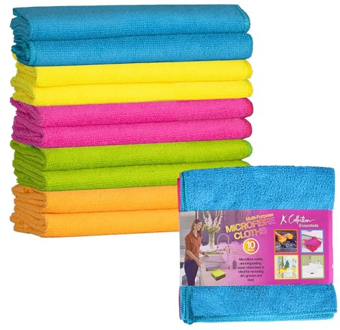 K Collection Microfibre Cleaning Cloth – XL Size – 40 x 40cm - Multifunctional Reusable Cleaning Cloths - Lint Streak Free Washable Duster for House, Kitchen, Car & Office – Available in Packs of 10s