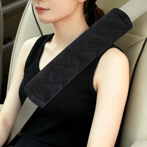 Amooca 2-Pack Braid Pattern Seat Belt Covers Shoulder Pads for Car & Bag
