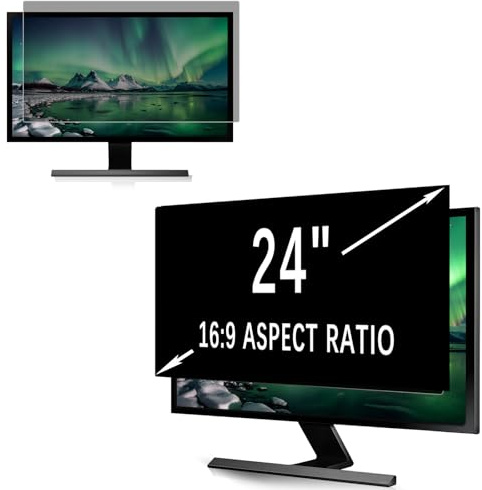 PinnWaa Sichtschutzfolie 24 Zoll 16:9, 531 x 298 mm Blickschutzfilter für Bildschirm, Anti Spy Privacy Filter, Abnehmbare Displayschutzfolie, Blaulichtfilter Blendschutz Kratzfest Anti-Fingerabdruck