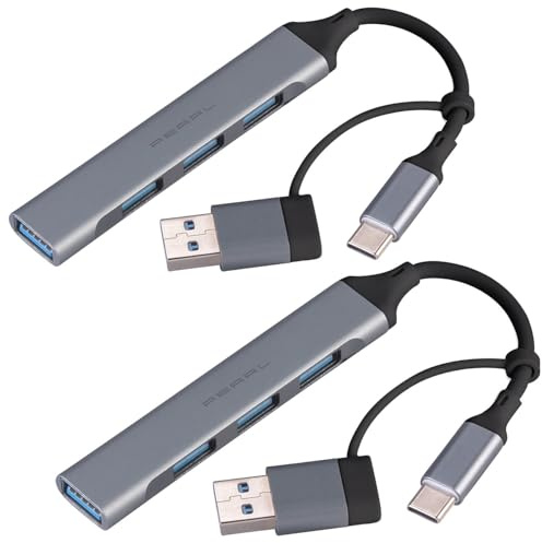PEARL Pasiver Hub: 2er-Set USB-C-4-Port-Hubs, je1x USB 3.0 + 3X 2.0, Adapter zu A (Notebook, Pasive 4-Port, Maus)