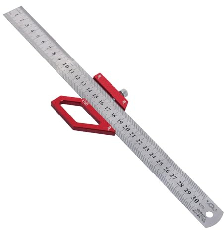 Dioche Règle de Mesure Multi-angles Règle de Mesure Multifonctionnelle - Outil de Traçage pour le Travail du Bois pour le Marquage d'angle à 45/60/90 Degrés - Construction en Alliage d'aluminium