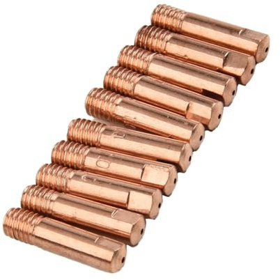 MB-15AK MIG/MAG Schweißbrenner Gasdüsen Set — 10-teilige Kupferdüsen mit M6 Gewinde, 0,8 mm / 1,0 mm / 1,2 mm Öffnungen, 25 x 6 mm (1,0 mm)