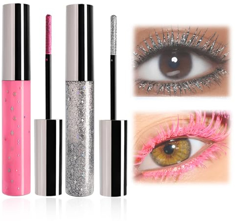 LKJAUOZ 2 pièces Mascara volume et longueur, mascara, Mascaras Waterproof, longueur, volume, résistant aux bavures, Brosse douce, Imperméable à l'eau Longue Durée, effet faux cils