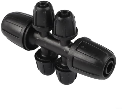 Confezione da 30 connettori a T spinati bloccati | Raccordi per irrigazione a goccia a 6 vie per tubi da 8-12 mm a 4-7 mm | Parti del sistema di irrigazione del giardino ad alta pressione