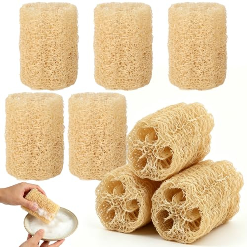 8 st luffasvamp, naturlig loofah svamp luffasvamp kök kropp disksvampar, luffasvamp liten luffasvamp ryggskrubber för kroppsvård, dusch, köksskrubber och luffatvål