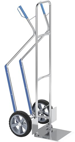 eurokraft Basic | Aluminium-Sackkarre | Schaufel BxT 300 x 290 mm, mit Gleitkufen, klappbar