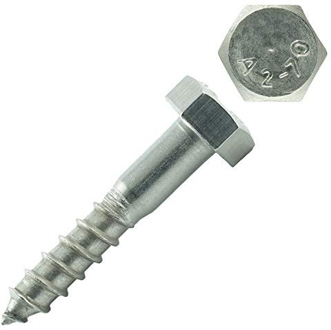 Eisenwaren2000 - Sechskant-Holzschrauben - 6 x 70 mm (100 Stück) - Schlüsselschrauben mit Schaft - Sechskantschrauben - Wiener Schrauben - Edelstahl-Schrauben VA A2 V2A - DIN 571