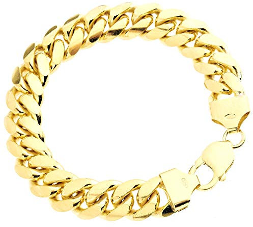 .iced-out. Sterling 925er Silber Panzerkette Armband MIAMI 12mm gold 22