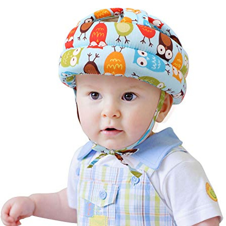 Casquette de protection pour bébé - Taille réglable - Pour apprendre à marcher ou courir - Souple - Anti-chute - Anti-collision - Pour enfants de 6 mois à 6 ans - Bleu