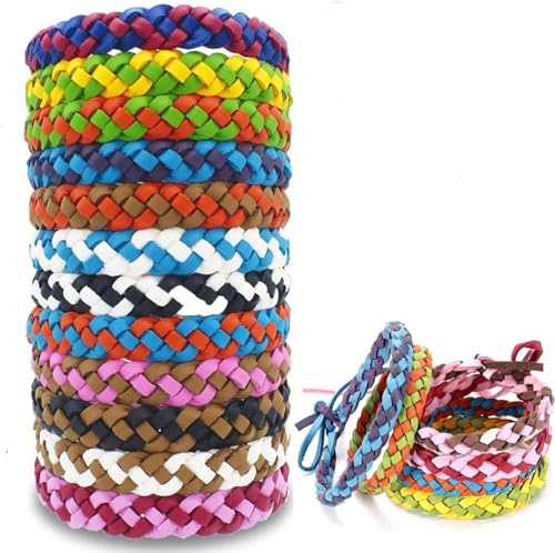 Braccialetti Antizanzare, Braccialetti Repellenti con Olio Essenziale Vegetale Naturale Zanzara Insetti per Bambini, Adulti, Uomini e Donne Interno ed Esterno 12 Pack
