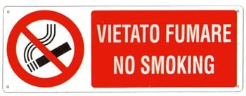 NEW CARTELLO SEGNALETICO UNI - vietato fumare no smoking - Adesivo Extra Resistente, Pannello in Forex, Pannello In Alluminio (PANNELLO IN ALLUMINIO 60X25 CM)