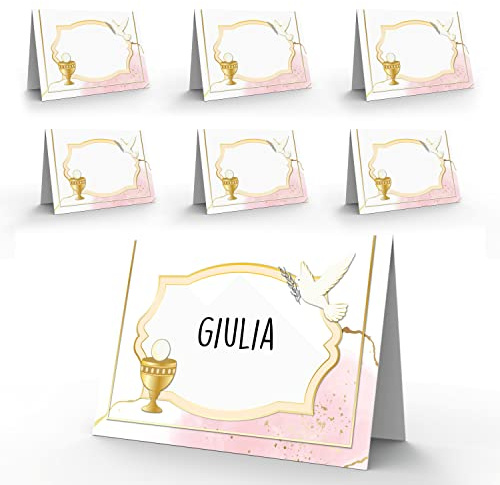 Segnaposto Comunione Bambina Elegante - 40 Segnaposti Prima Comunione Femmina - Segnatavolo Decorazioni Cerimonia