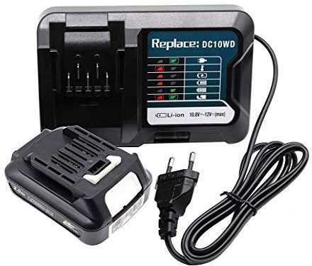 BL1021B 2.0Ah Akku für Makita 12V Akku + Ladegerät DC10WD DC10SB 10.8V/12V, Ersetzen Makita DF333DSAE DF031D DF333D DF0333D BL1015 BL1016 BL1041B 197339-1 197296-9 BL1020