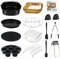 MaxEarn 14STK Heißluftfritteuse Zubehör, 8 Zoll Airfryer Zubehör Set mit Kuchenkorb, Pizzapfanne, Spießhalter, Air Fryer Accessories Luftfritteusen für Ninja Philips Cosori Princess XL 5,5L Fritteusen