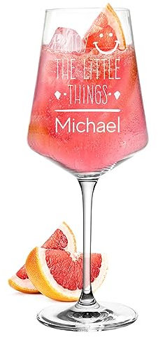 Leonardo Puccini Sarti Glas 560 ml mit Gravur - mit Namen - Geschenk für Freund und Freundin - spülmaschinenfestes Trinkglas - geeignet für Lillet, Aperol und Wein - das Geburtstagsgeschenk