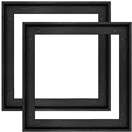 FOLKOR Canvas Floater Frame for 8x8 Prints or Oil Paintings, 2 Pack 0.9 Inch Depth Floating Frame for Stretched Canvas Art, Home Office Gallery Wall Decor, Horizontal or Vertical Display (Black)