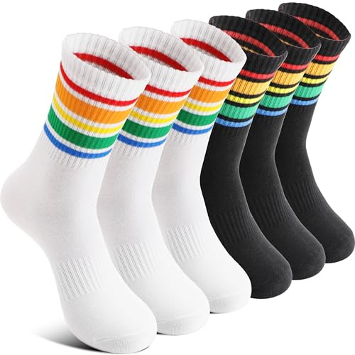 Welwoos Kinder Jungen Socken Sportsocken Atmungsaktiv Laufsocken Kompressions Baumwolle Geschenke Kindersocken 6 Paare Socken Kinder Jungle(Schwarz Weiß,31-38)
