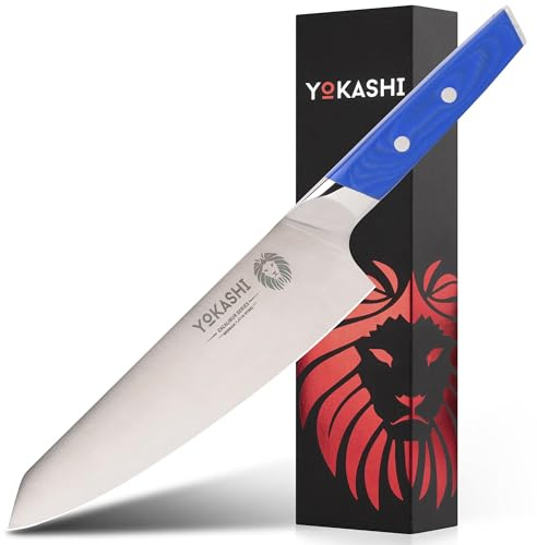 YOKASHI Excalibur Chef Knife - Durable 8 inch German Steel Cooking Knife - Sharp Kitchen Knife for Precise Chopping, Slicing & Dicing for Professional Chefs and Home Cooks - Good Kitchen Gifts