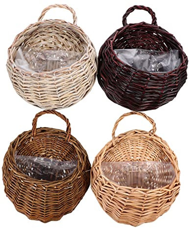 Toddmomy Geflochtenes Korb-Set 4-teilig Handgefertigt Gewebt Wanddekoration Hängende Blumenkörbe Für Den Innenbereich Blumentopf
