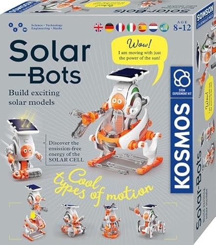 KOSMOS 617417 Solar Bots, Baue 8 Solar-Modelle, Bausatz für Roboter, mehrsprachige Anleitung - Robo-Spaß für Kinder ab 8-12 Jahre,