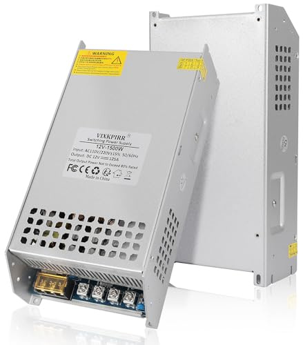 VIXKPIRR DC 12V 125A 1500W Alimentation Transformateur 220V CA à 12V CC Convertisseur 125A 1500W Alimentation pour 12V LED Moteur Pompe 3D Imprimeur CCTV Radio