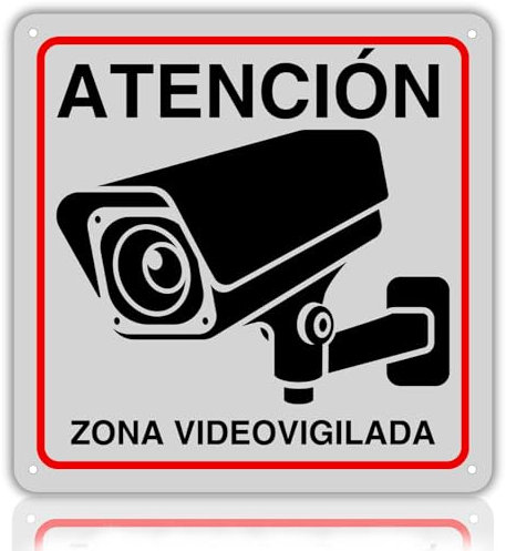LEIASA Cartel Zona Videovigilada - 21x21 cm - Aluminio - Reflectante - Grosor 0.8 mm - Cartel Videovigilancia - Impresión UV - Resistente Exterior - Señal Alarma Disuasorio - Cámara Vigilancia