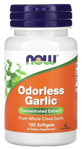 Now Foods - ODORLESS GARLIC | Ajo Inodoro | Apoyo Natural para la Salud del Corazón y el Sistema Inmunológico - 100 Softgels