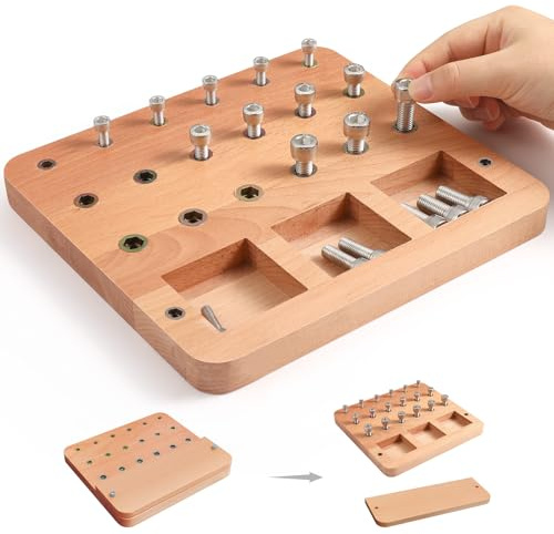 Wooden Peg board for Occupational Therapy with 3 Sizes of Pegs and Holes, Wood Pegboard for Finger Dexterity, Hands Therapy Peg Board to Improve Finger Motor Skills and Hand-Eye Coordination, 18 Holes
