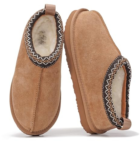 Project Cloud 100% Genuine Leather Womens Slippers w/Genuine Australian Shearling Fur Lining Slippers for Women - Non-Slip EVA w/Memory Foam Fuzzy Slippers Women Footwear (Nerita, Chstnt, 8.5)