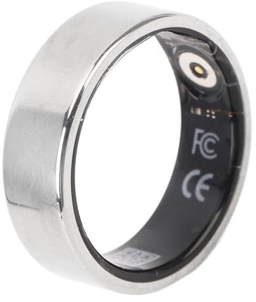 equlup Smart Health Ring, tragbarer Smart Ring mit Ladeetui, Fitness-Fingerring aus Edelstahl für Sport und Schlafüberwachung, Silber (Größe 17)