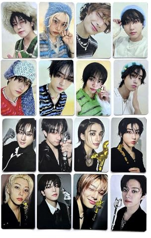 Ariesxin Kpop Stray Kids Album ATE Photocards Double Sided Lomo Cards BangChan HyunJin Felix Postcard Fans Collect (Stray Kids 16 Pieces)