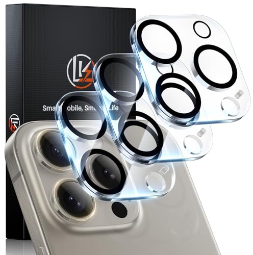 LK 3 Pezzi per iPhone 16 Pro/16 Pro Max Protezione Fotocamera, Pellicola Vetro Temperato, Anti-graffio, Durezza 9H, HD Schermo Protezione Lente