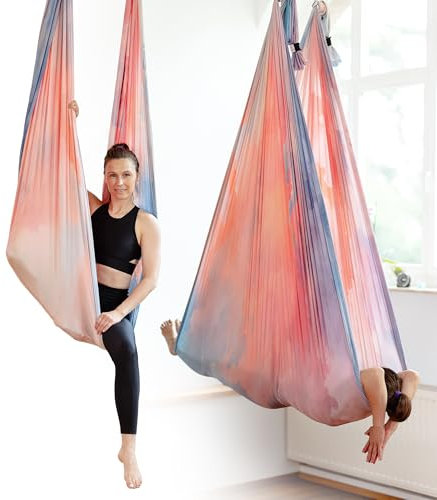 Yosana Hängematte | Komplettset inkl. Befestigung | TÜV geprüft | Nylon Tuch 5m x 2,6m (Bunte Wolken (1 Set))