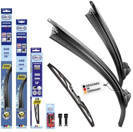 alca® Scheibenwischer Komplettset für OPEL CORSA E | 10.2014 - 09.2019, SUPER FLAT Flachbalkenwischer, extraflaches Design, Flexibel, Nanographitbeschichtung