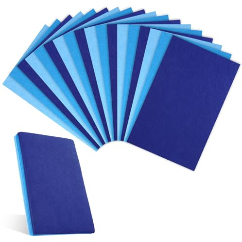 Fogli di feltro per artigianato, 20 x 30 cm, 18 fogli di feltro blu pastello spessi, feltri da cucito in tessuto non tessuto rigido per progetti fai da te, artigianato, cucito, patchwork, progetti
