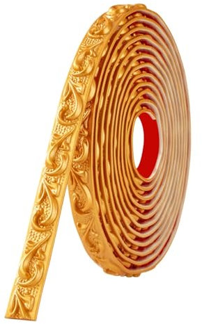 Zayejod Gold Molding Trim Self Adhesive,Peel and Stick Wall Ceiling Decorative,3D Wallpaper Border,Tile Edgings,Sticky Wall Lines for Mirror Edge,TV Background (2CM x 5M)