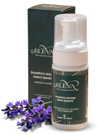 Shampoo Mousse per Cani a Pelo Bianco – Anti-Ingiallimento, Idratante e Illuminante – Ideale per Baffi, Barba e Zampe – Made in Italy – 100 ml - ELEVA PET