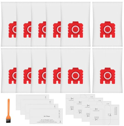 12 Sacchetti 3D per Miele FJM Hyclean Sacchetto Complete C1 Compact C1 C2, S24 S256i S290 S299 S300i S399 S500 S578 S700 S799 S4 S6 Serie Aspirapolvere con 4 Filtri Protezione Motore 4 Filtri Scarico