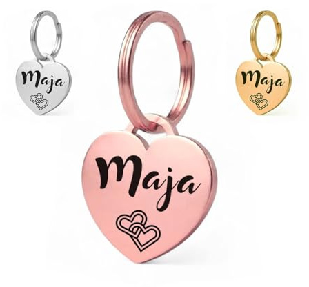 Médaille pour chien GOLDEN PAW en acier inoxydable avec gravure en forme de cœur, personnalisable et robuste, dogtag pour chiens, chevaux, chats et chiots – Or rose