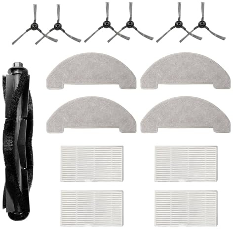 C-U Juego de accesorios para aspiradora Proscenic Q8/Q8 Max, 4 paños de limpieza, 4 filtros HEPA, 6 cepillos laterales, 1 cepillo de rodillo
