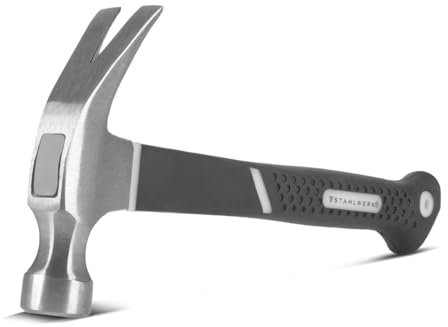 STAHLWERK Marteau de charpentier 570 g en acier au carbone forgé | Marteau de charpentier avec poignée antidérapante en fibre de verre | Marteau de couvreur | Marteau à griffes | Marteau à griffes |