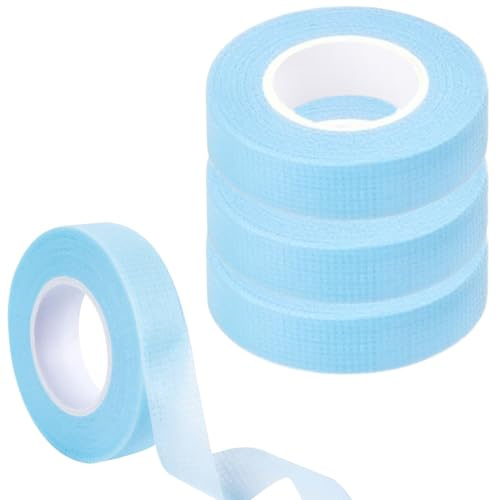 VEOIRXU 3 Stück Präzises Schatten-Kosmetik-Klebeband, Cosmetic Tape, Atmungsaktive Stoff Bänder, Mehrzweck-Make-up-Werkzeug für Eyeliner, Lidschatten, Wimpernverlängerung 1,25cm x 9m (Blau)
