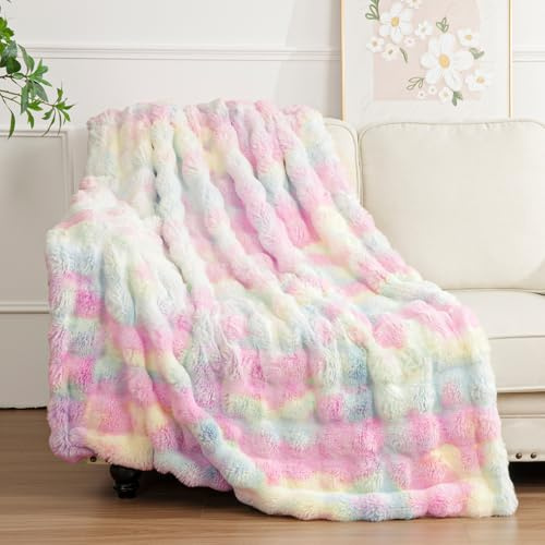 Enyhom Coperta Pile Matrimoniale Flanella 152 x 203 cm, Plaid Divano Pelliccia di Coniglio Finta Coperta Divano Invernale Soffice e Accogliente, Coperta Letto in Pile Pelosa per Camera da Letto Viaggi