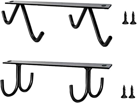 ULTECHNOVO Juego de 2 Soportes para Tazas de Café de Hierro Negro con Drenaje Rápido y Ganchos Colgantes para Almacenamiento en Cocina y Cafeterías