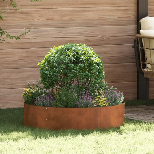 HaoChrymec Jardinière Cylindrique with Acier Corten Durable, Design Rustique, Jardinieres Extérieur, Pot De Fleur Extérieur Grande Taille, Jardinière Balcon, Haute Jardinière, Marron, 80 cm